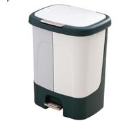 Dual Trash Can with Recycle Bin, Plastic Trashcans with Lids，Dual Compartment Garbage Can with Pedals, for Kitchen,Living Room，Office(Gray-white,30L)