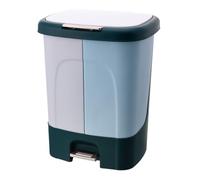 Dual Trash Can with Recycle Bin, Plastic Trashcans with Lids，Dual Compartment Garbage Can with Pedals, for Kitchen,Living Room，Office(Gray-blue,20L)