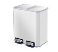 Dual Trash Can with Recycle Bin Stainless Steel Trashcans with Lids Dual Compartment Garbage Can with Independent Pedals for Kitchen,Living Room ,Office(blanco,9L+9L)