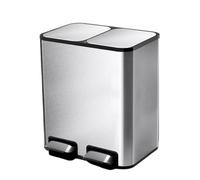 Dual Trash Can with Recycle Bin Stainless Steel Trashcans with Lids Dual Compartment Garbage Can with Independent Pedals for Kitchen,Living Room ,Office(Plata,9L+9L)