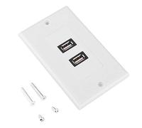 Dual USB 2.0 Keystone Placa de Pared Panel Montaje en Pared Cargador de alimentación USB Outle con Enchufe y Placa Frontal Cove White