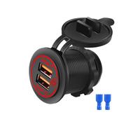 Dual USB Car Charger 12V-24V for Motorcycle Boat with Red Light