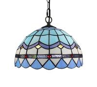 Dualbao Lámpara Colgante Grande De Vidrio Templado Mediterráneo De 16 Pulgadas, Estilo Barroco Azul Y Blanco, Moderna Y Minimalista, para Comedor, Café, Sala De Estar, Porche O Pasillo,12''