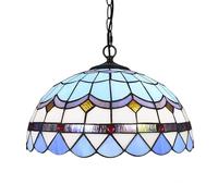 Dualbao Lámpara Colgante Grande De Vidrio Templado Mediterráneo De 16 Pulgadas, Estilo Barroco Azul Y Blanco, Moderna Y Minimalista, para Comedor, Café, Sala De Estar, Porche O Pasillo,16''