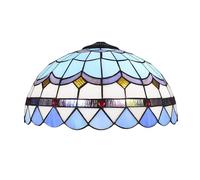Dualbao Solo Repuesto de Pantalla de lámpara barroca mediterránea Azul, Pantalla de lámpara de Vidrio teñido en Blanco y Azul, Cubierta de lámpara clásica Vintage, Apta para lámpara,16 Inches