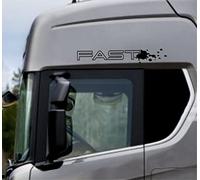 DualColorStampe Pegatinas compatibles con Scania Daf Iveco Man Camión accesorios camiones stickers camión ventana fast COD.0304 (negro mate)
