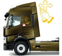 DualColorStampe Pegatinas compatibles con Scania Iveco Man Daf Volvo tir furgoneta crucifijo Madonna decoración camión accesorios coche stickers COD.0226 (amarillo)