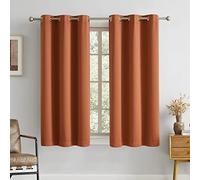 DUALIFE Rust Orange Blackout Short Curtains for Living Room 45 Inch Length Ochre Fall Darkening Grommet Curtain for Bedroom Energy Efficient Thermal Insulated 38 x 45 in