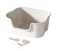 Dualoai Arenero para Gatos Gato Cubierto Bandeja Sanitaria Grande Contenedor de Plástico Y Caja para Gatos con Laterales Elevados Que Evitan Salpicaduras Adecuado para La L, 41x30x17 cm, Beige