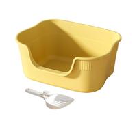 Dualoai Arenero para Gatos Gato Cubierto Bandeja Sanitaria Grande Contenedor de Plástico Y Caja para Gatos con Laterales Elevados Que Evitan Salpicaduras Adecuado para La L, 41x30x17 cm, Amarillo