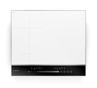 Klarstein DualTone Hybrid Placa Inducción - 4 Zonas, 7200W, Zona Flex, Control Deslizante, Función Mantener Caliente y Temporizador, Marco Aluminio, Blanca, 60cm