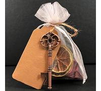 DUAMY Bolsitas de Organza Blancas + abridor con Forma de Llave + Etiqueta Kraft. 20 Bolsas de Tela, Detalle Invitados de un Evento: Boda, Bautizo, comunión, cumpleaños, Navidad. Vintage.
