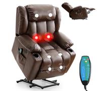 DUANDUAN Sillón elevador con motor silencioso para personas mayores | Regulable eléctricamente, calefacción lumbar, masaje de 8 puntos, carga USB, piel resistente al agua, fácil montaje