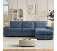 DUANDUAN Sofá seccional convertible de 250 cm con almacenamiento en chaise, moderno diseño reversible en forma de L, cómodo tejido de chenilla, fundas de almohada desmontables, puertos USB tipo C