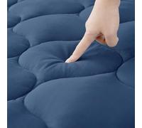 DUANDUAN Topper para colchón, 140 x 200 cm, suave topper, cubrecolchón con bolsillos profundos, protector de colchón lavable a máquina, azul marino