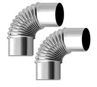 DUANGYMM Conducto de ventilación de Cocina en Codo. Codo de 90° for Escape de Acero Inoxidable, 2 Piezas, Codo roscado for Chimenea de Acero Inoxidable, 50 mm-120 mm.(6cm)