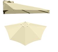 DUANGYMM Sombrilla de jardín, Reemplazo de Tela for sombrilla de Media sombrilla de 3 m con 5 Varillas, Cubierta Superior de Tela Anti-UV for Patio, Piscina y jardín.(Beige,2.7m (9ft))