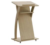 DUANHOZ Atril, podio, Atril móvil de Madera con Ruedas, púlpito Moderno portátil para recepción de Iglesia con estantes de Almacenamiento para Aula o Sala de conferencias.