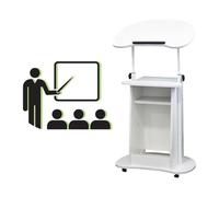 DUANHOZ Atriles de 2 Niveles con Almacenamiento Abierto, Soporte de podio, Mesa inclinable con Ruedas y Soportes, púlpitos con Altura Ajustable de 85 a 115 cm (C)