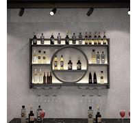 DUANHOZ Estante de Vino Grande de Metal para Pared, Estante Flotante para Bar con Colgador de Copas, Soporte de Hierro para Vino, Ideal para decoración de hogar, Restaurante y ba