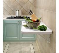 DUANHOZ Mesa de Desayuno Plegable Blanca para Pared, Ideal para Cocina y lavadero. Banco de Trabajo Plegable con diseño de alas abatibles. Mesa de Comedor Flotante Colgante (Tama