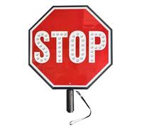 DUANHOZ Paleta de Parada LED de Doble Cara de 18", letreros de Metal, señal de tráfico Reflectante Recargable, señal de Advertencia Vial, señal de Stop/Lento de Mano, Modos de l