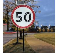 DUANHOZ Señales solares de Seguridad Vial de 24" con luz LED Intermitente, señal de Advertencia de Stop, LED con energía Solar, señales de límite de Velocidad de 20/30/40/50/60/8