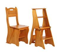 DUANHOZ Taburete de Interior, Escalera Plegable de Madera, Silla de Escalera de 4 peldaños, Taburete Multiusos para Biblioteca, estantes para Plantas (A)