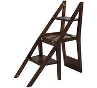 DUANHOZ Taburete de Madera, Escalera Plegable de Madera Maciza, Silla-Escalera Multiusos, Sencilla y práctica para el hogar, Taburete Plegable de Cuatro Niveles.