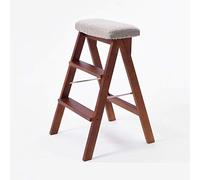 DUANHOZ Taburete Plegable Multifuncional Sencillo, Taburete Escalera de Madera Maciza, Escalera Plegable de Tres peldaños para el hogar, Silla Escalera Multiusos para Interiores,