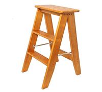 DUANHOZ Taburete Plegable Multifuncional, Taburete Tipo Escalera de Madera Maciza, sillas Plegables Creativas, Taburete de Cocina/Escalera de Interior, Escalera portátil de Tres