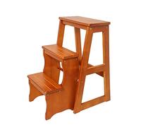 DUANHOZ Taburetes de Cocina, taburetes Plegables de Madera, Silla Escalera de 3 Niveles, estanterías de pie, Silla Escalera Plegable para Biblioteca (Capacidad de 136 kg)