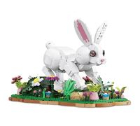 DUANT Adorable regalo de juguete de conejo blanco, un juego de montaje de bloques de construcción de modelo de animales, es perfecto para que los amantes de las mascotas lo coleccionen y exhiban