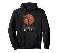 Dubai Skyline Burj Khalifa Red Sun Japonés Bird Travel Sudadera con Capucha