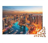 Dubai Skyline Puzzles 1000 Piece Reciclable Material Night City Puzzle for Adultoos Idea Divertido Familia Tiempo de Juego Actividad 38x26cm/1000pcs