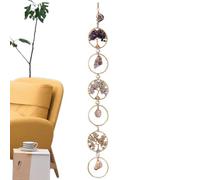 Dubbulon Chakra Decoración Pared, Atrapasolares Naturales Hechos A Mano con 7 Anillos, Piedras De Sanacion Y Decoracion, Decorativo para Fiestas Dormitorio Bano Ventana De Coche Y Oficina