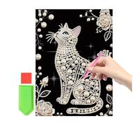 Dubbulon Kit de Pintura con Perlas,Decoración de cuentas sin marco hecha a mano DIY con forma de gato - Kits de Pintura de Perlas DIY,Para mujeres cumpleaños Día de la Madre decoración de pared