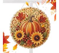 Dubbulon Otoñal de Pintura Artística con Diamantes de Animal, Calabaza y