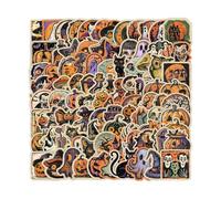 Dubbulon Pegatinas De Fantasmas,100 Piezas Impermeables Calcomanías Retro de Halloween | Pegatinas Decorativas de Terror para Vasos Portátiles Botellas de Agua Teléfonos Computadoras