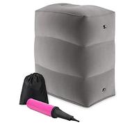 DUBENS Almohada inflable para el descanso de los pies de viaje, para el reposapiés en aviones, coches, trenes, oficinas y niños para dormir en vuelos largos (gris)