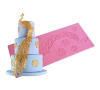 DUBENS Molde de silicona con punta de pavo real para decoración de tartas de boda, fondant, decoración de tartas, herramientas de cocina para hornear