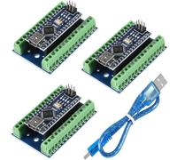 DUBEUYEW 3pcs Nano Módulo Soldado, Nano Board CH340 Chip, 5V 16MHz para Arduino, con Un Cable Micro USB y 3PCS Nano Terminal Adapter Shield Expansion Board