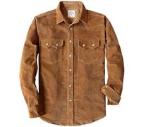 Dubinik® 10 oz Ultra Peso Pesado Camisa De Pana para Hombre Western Algodón Manga Larga Casual Vintage Botones A Presión Marrón cálido 2XL