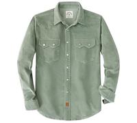 Dubinik® 10 oz Ultra Peso Pesado Camisa De Pana para Hombre Western Algodón Manga Larga Casual Vintage Botones A Presión Verde Claro S
