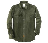 Dubinik® 10 oz Ultra Peso Pesado Camisa De Pana para Hombre Western Algodón Manga Larga Casual Vintage Botones A Presión Verde Militar 2XL