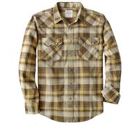Dubinik® 6.3 oz Camisa Franela Hombre Western de Manga Larga Snap Botón Plaid Camisa Casual Comfort Soft Cotton Amarillo y Marrón 2XL