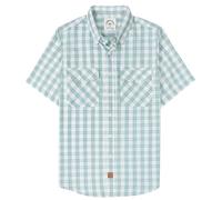 Dubinik® Camisa Bambu Hombre Camisas Hombre Manga Corta Casual Ligera Vintage Bolsillo Cuadros Camisa Manga Corta Hombre Verde Claro Y Blanco S