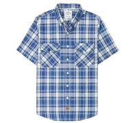 Dubinik® Camisa Bambu Hombre Camisas Hombre Manga Corta Casual Ligera Vintage Bolsillo Cuadros Camisa Manga Corta Hombre Azul y Blanco S