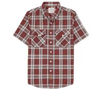 Dubinik® Camisa Bambu Hombre Camisas Hombre Manga Corta Casual Ligera Vintage Bolsillo Cuadros Camisa Manga Corta Hombre Magenta y Blanco S