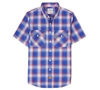 Dubinik® Camisa Bambu Hombre Camisas Hombre Manga Corta Casual Ligera Vintage Bolsillo Cuadros Camisa Manga Corta Hombre Violeta Azul Y Blanco M